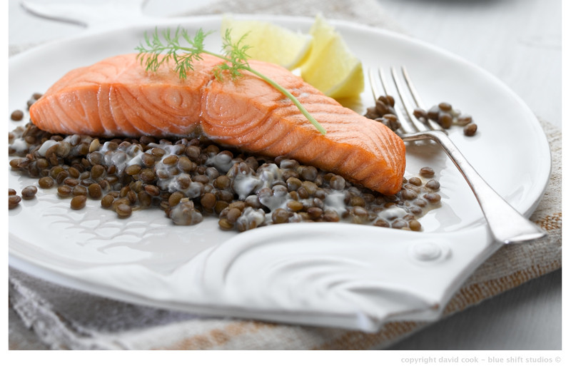 salmon with puy lentils
